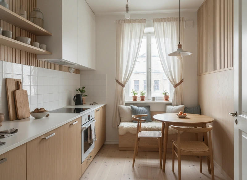 Дизайн интерьера в стиле Хюгге — Кухня от нейросети RoomGPT