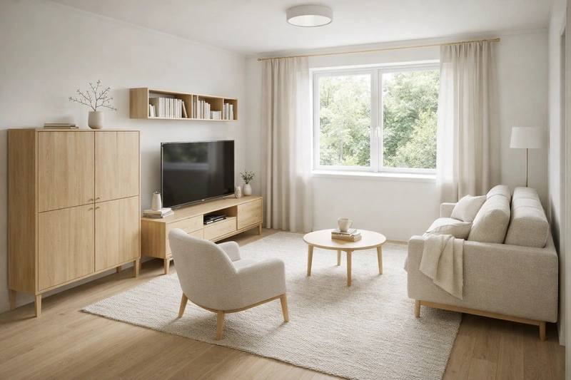 Дизайн интерьера в стиле Хюгге — Гостиная от нейросети RoomGPT