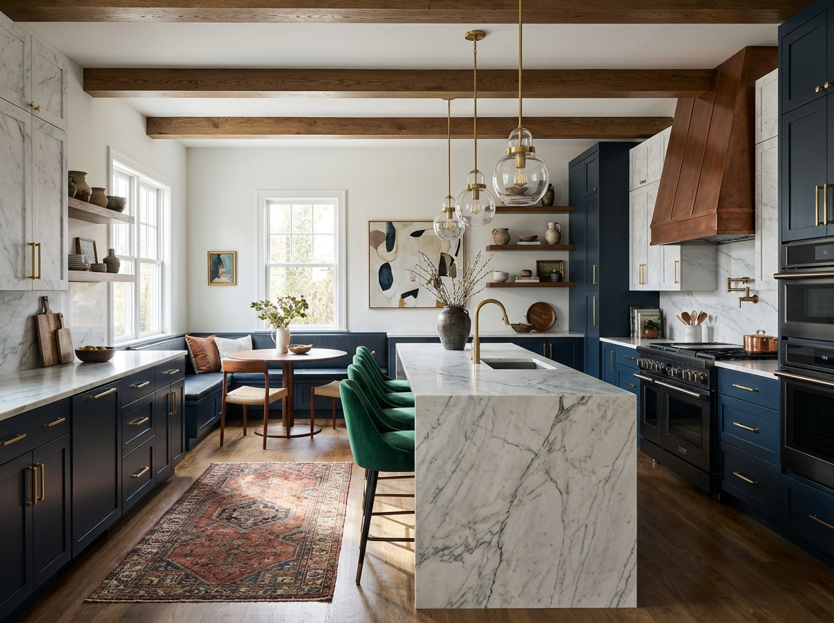 Дизайн кухни в стиле Эклектика — фото интерьера от нейросети RoomGPT