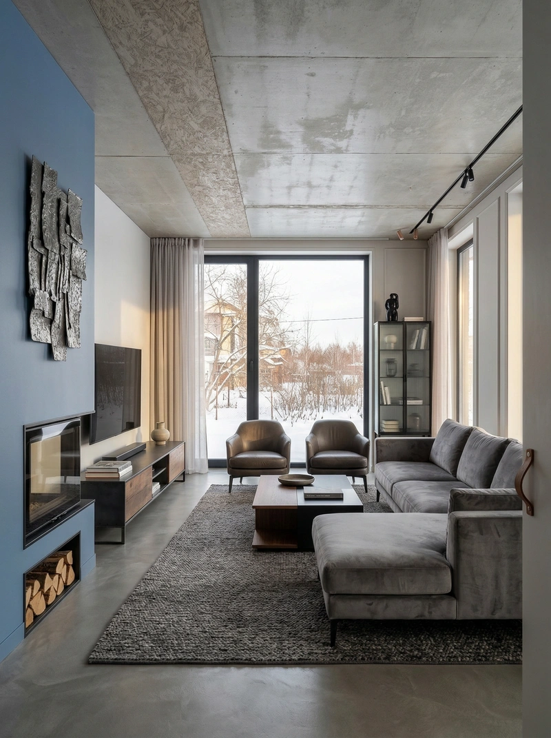 Дизайн интерьера в стиле Лофт — Гостиная от нейросети RoomGPT