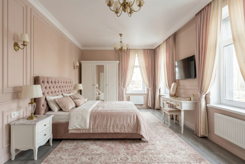 Дизайн спальни в стиле Классика — фото интерьера от нейросети RoomGPT