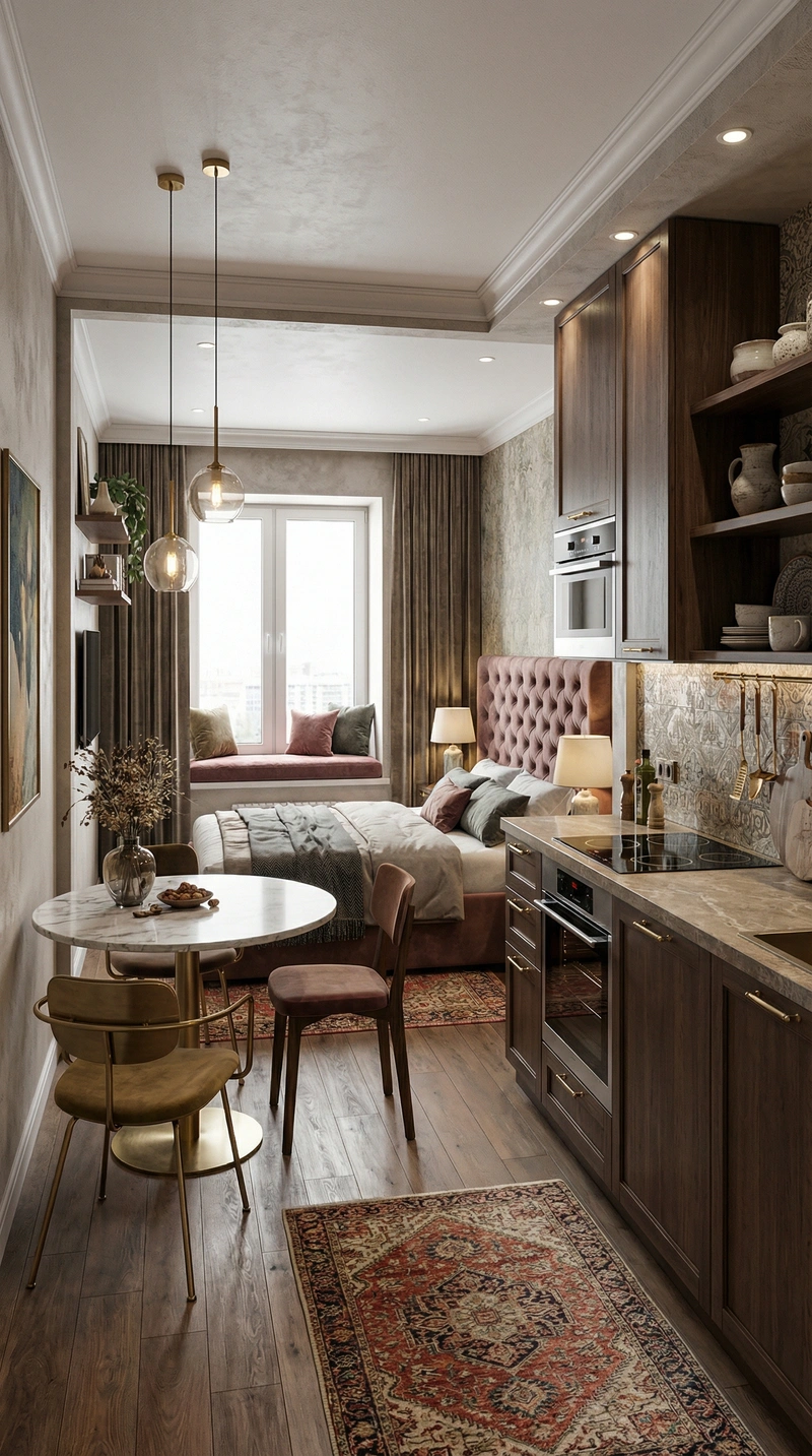 Дизайн интерьера в стиле Эклектика — Кухня от нейросети RoomGPT