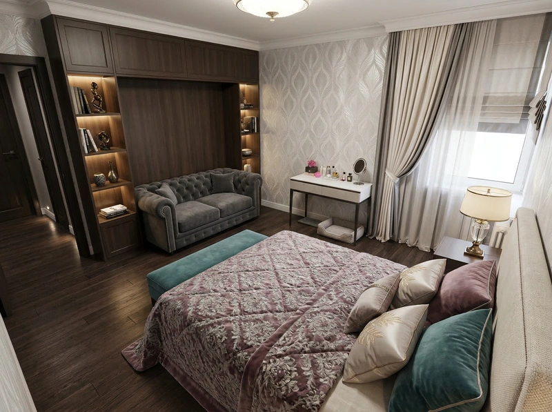 Дизайн спальни в стиле Классика — фото интерьера от нейросети RoomGPT