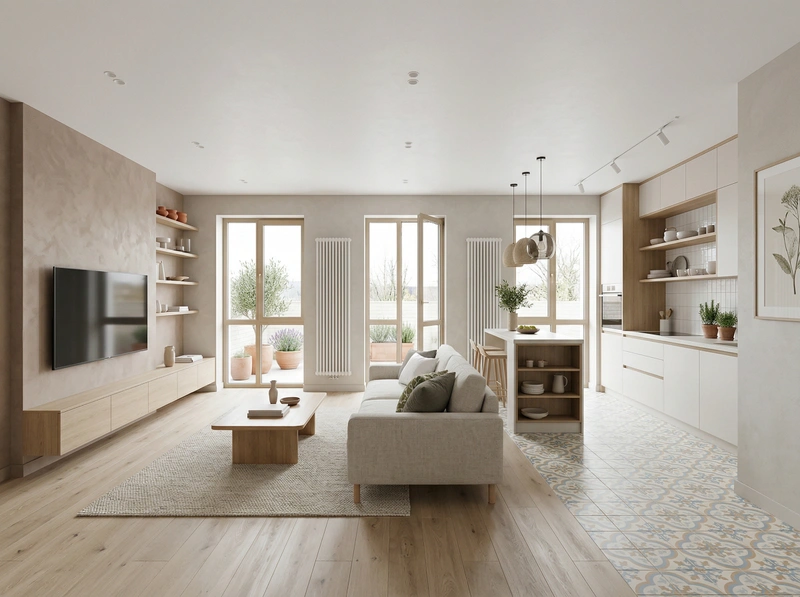 Дизайн гостиной в стиле Сканди — фото интерьера от нейросети RoomGPT