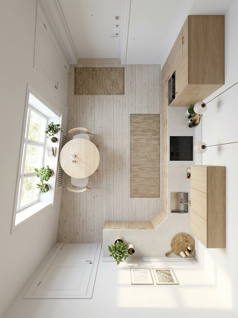 Дизайн интерьера в стиле Сканди — Кухня от нейросети RoomGPT