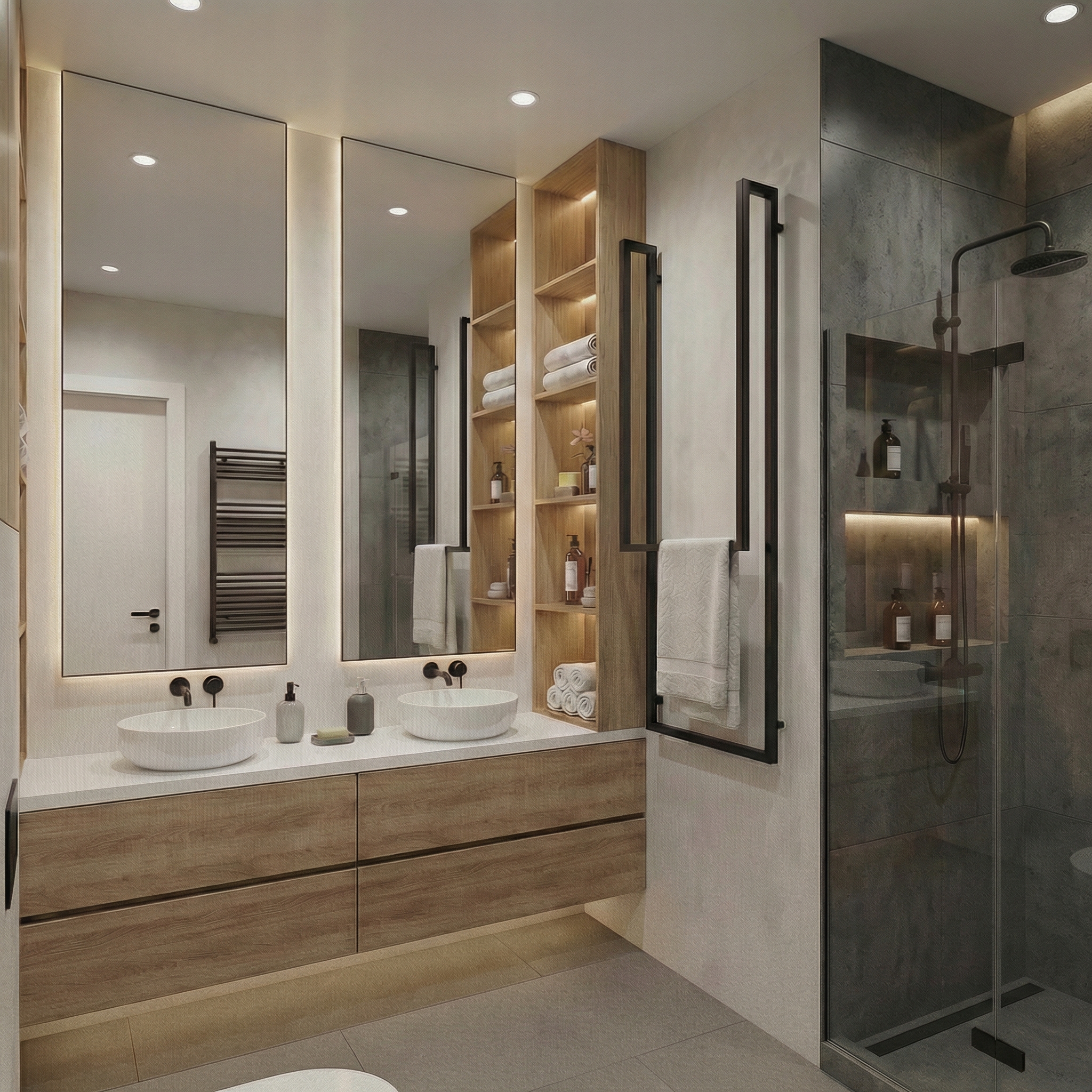 Дизайн ванной в стиле Контемпорари — фото интерьера от нейросети RoomGPT