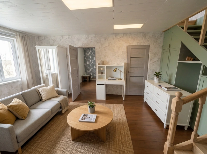 Дизайн гостиной в стиле Сканди — фото интерьера от нейросети RoomGPT