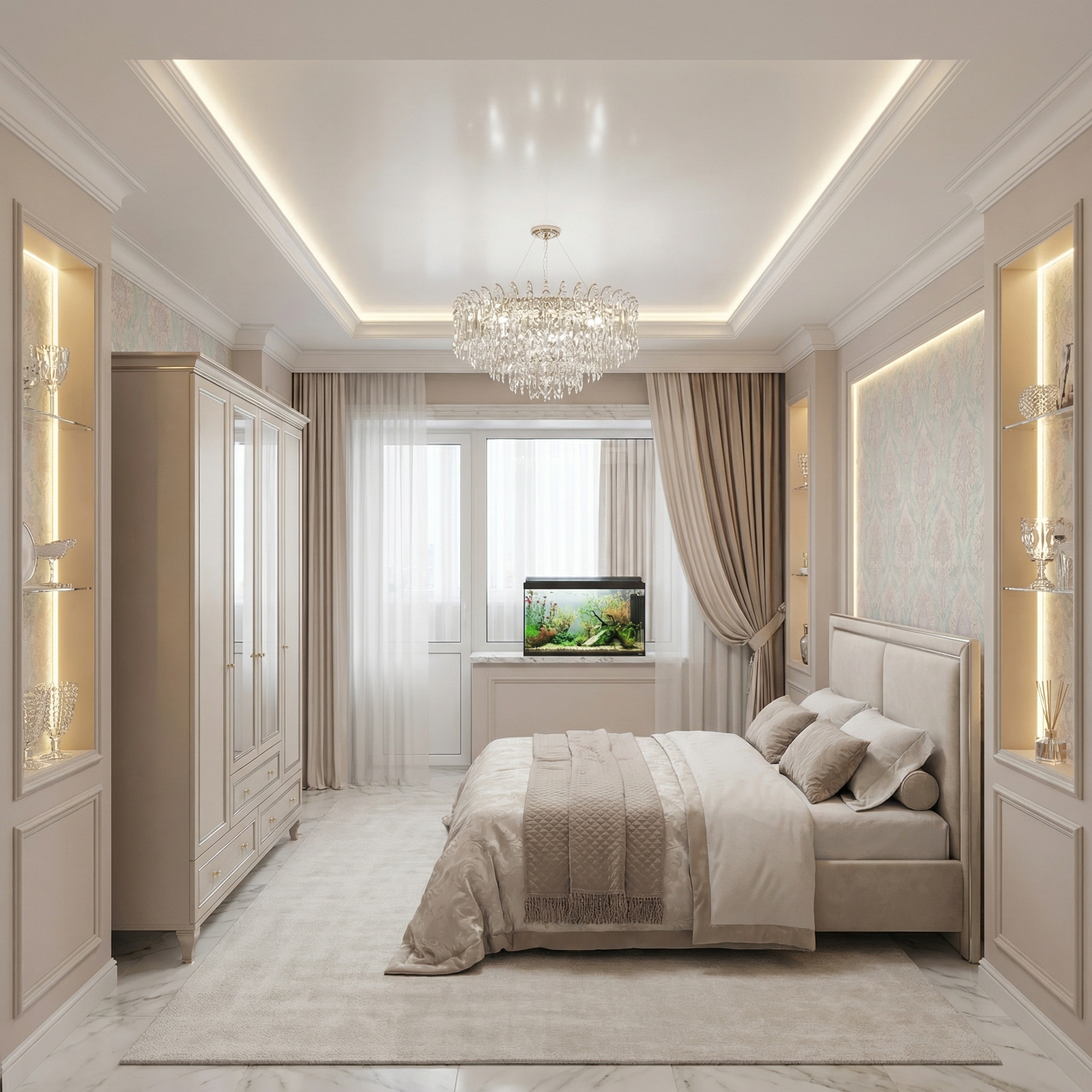 Дизайн спальни в стиле Классика — фото интерьера от нейросети RoomGPT