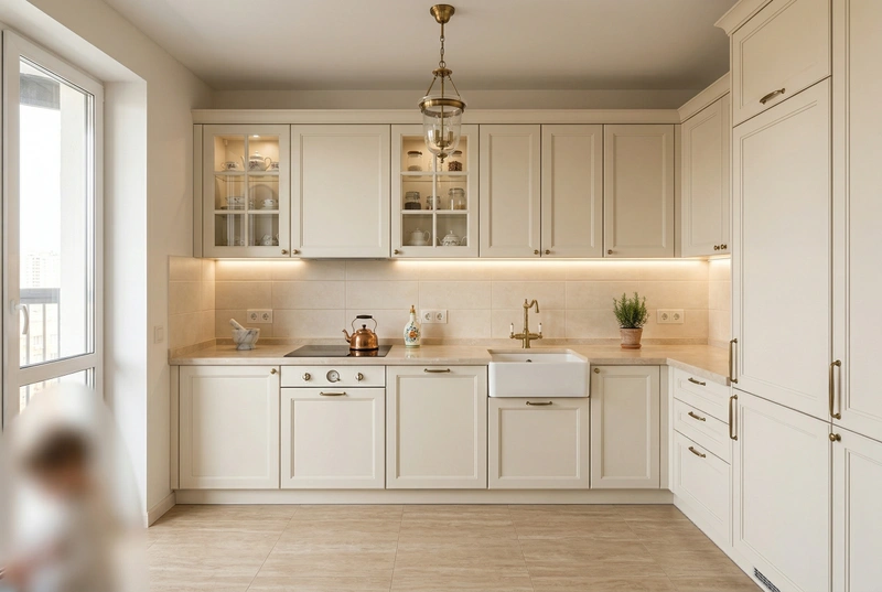 Дизайн кухни в стиле Классика — фото интерьера от нейросети RoomGPT