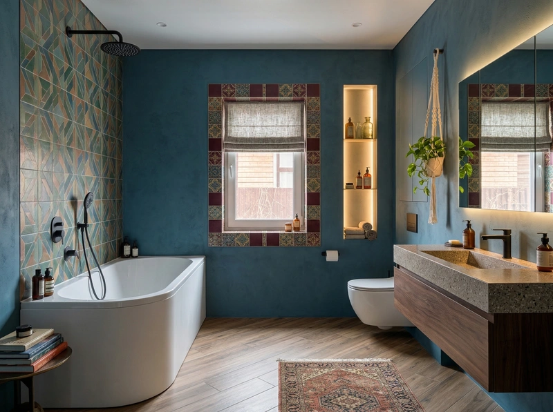 Дизайн ванной в стиле Эклектика — фото интерьера от нейросети RoomGPT