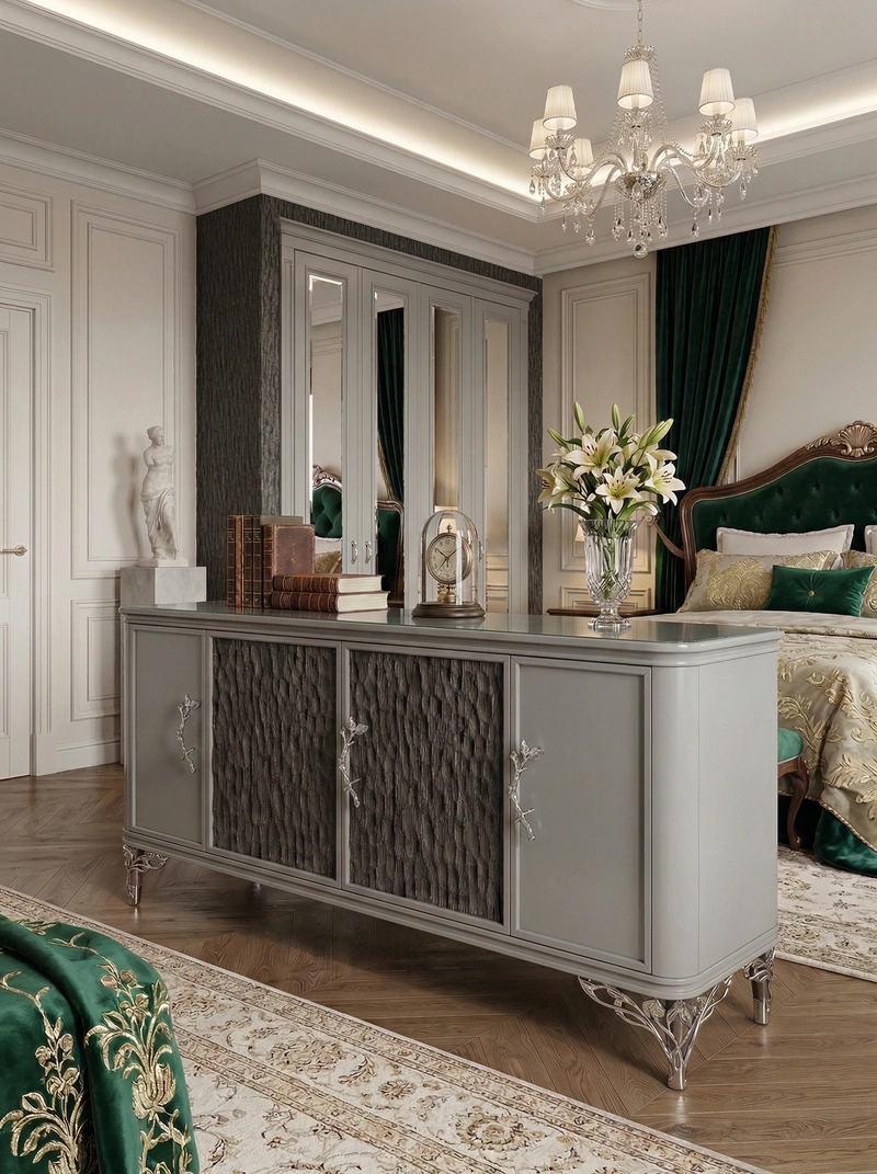 Дизайн спальни в стиле Классика — фото интерьера от нейросети RoomGPT