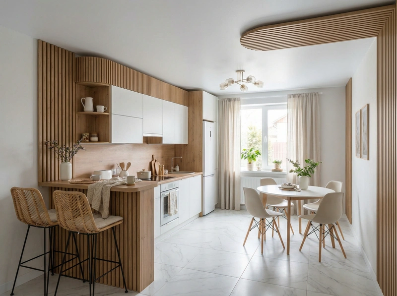 Дизайн интерьера в стиле Хюгге — Кухня от нейросети RoomGPT