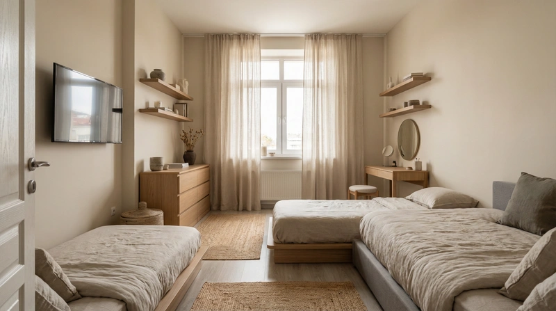 Дизайн спальни в стиле Japandi — фото интерьера от нейросети RoomGPT