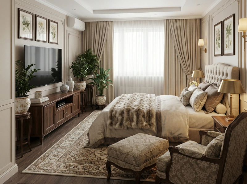 Дизайн интерьера в стиле Классика — Гостиная от нейросети RoomGPT