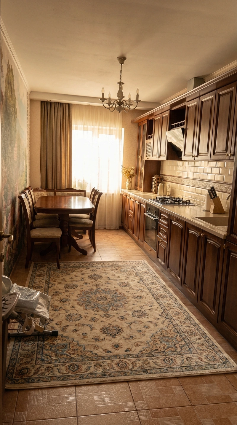 Дизайн кухни в стиле Классика — фото интерьера от нейросети RoomGPT