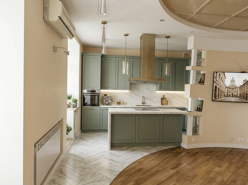 Дизайн кухни в стиле Классика — фото интерьера от нейросети RoomGPT