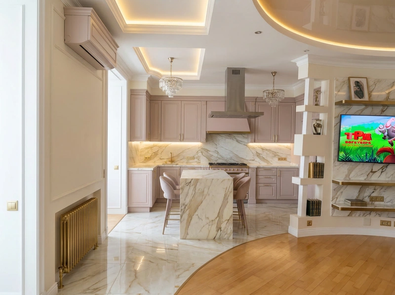 Дизайн кухни в стиле Неоклассика — фото интерьера от нейросети RoomGPT