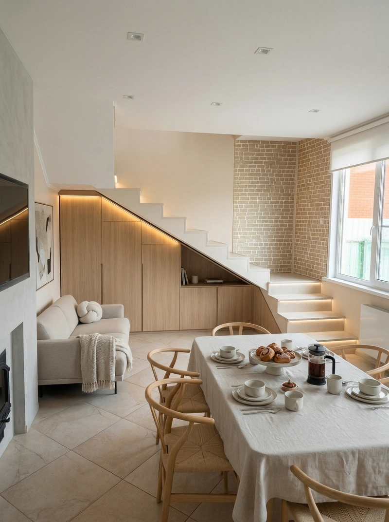 Дизайн кухни в стиле Сканди — фото интерьера от нейросети RoomGPT