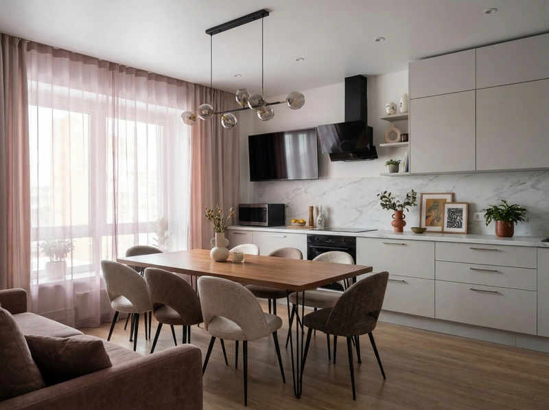 Дизайн кухни в стиле Эклектика — фото интерьера от нейросети RoomGPT