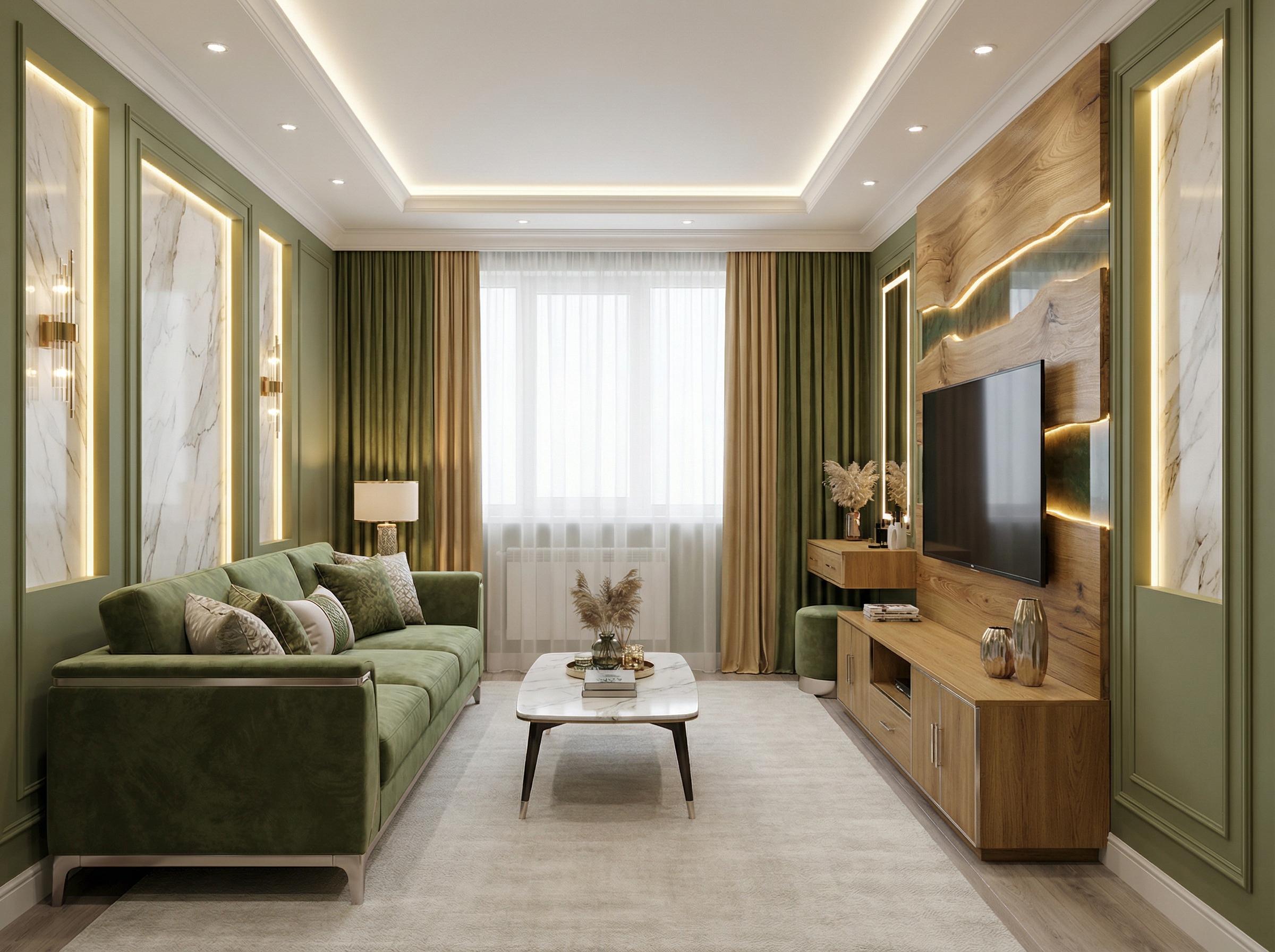 Дизайн гостиной в стиле Классика — фото интерьера от нейросети RoomGPT