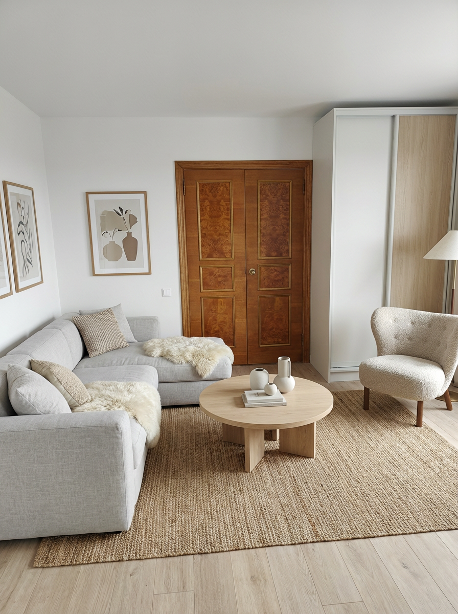 Дизайн гостиной в стиле Сканди — фото интерьера от нейросети RoomGPT