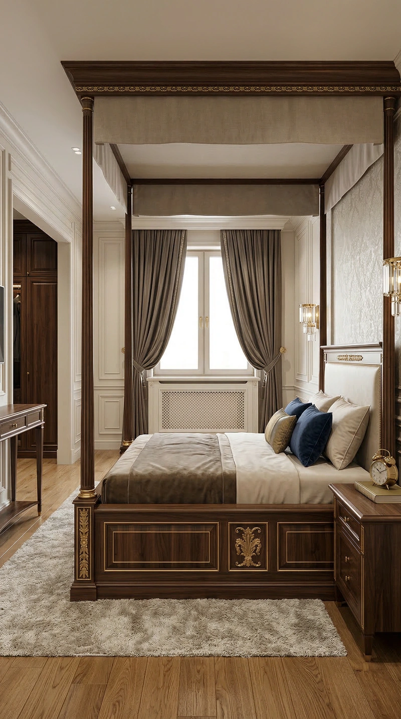 Дизайн спальни в стиле Классика — фото интерьера от нейросети RoomGPT