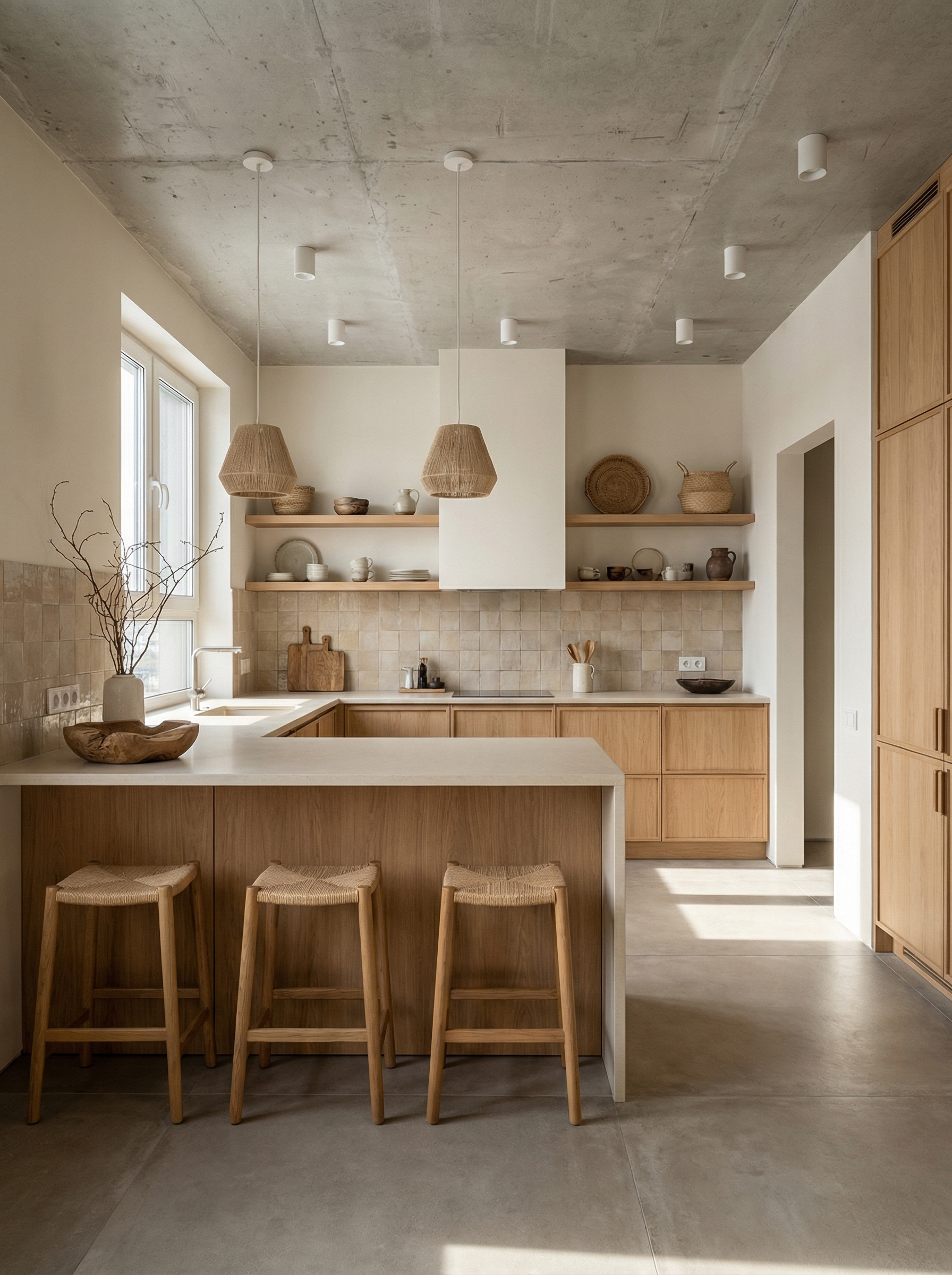 Дизайн кухни в стиле Japandi — фото интерьера от нейросети RoomGPT