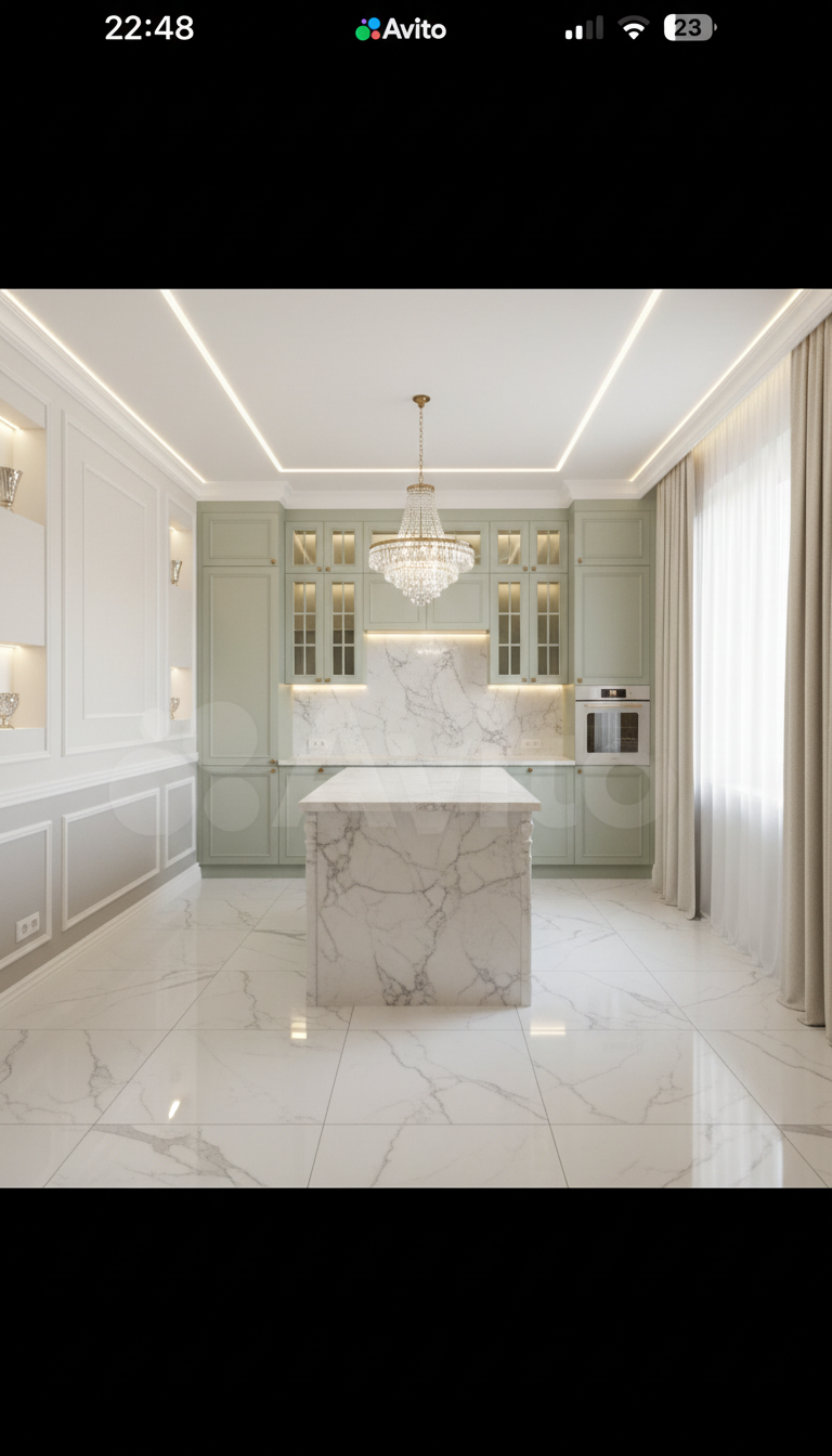 Дизайн кухни в стиле Классика — фото интерьера от нейросети RoomGPT