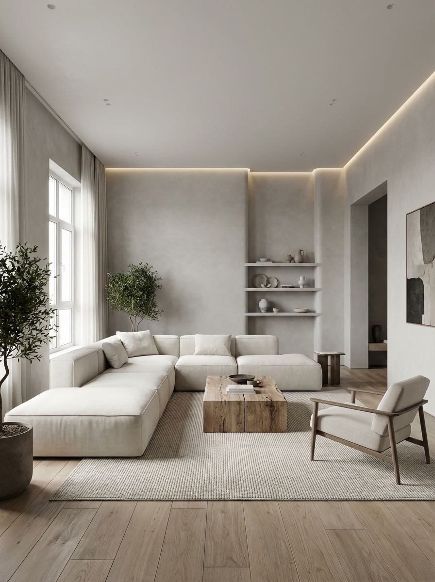 Дизайн гостиной в стиле Минимализм — фото интерьера от нейросети RoomGPT