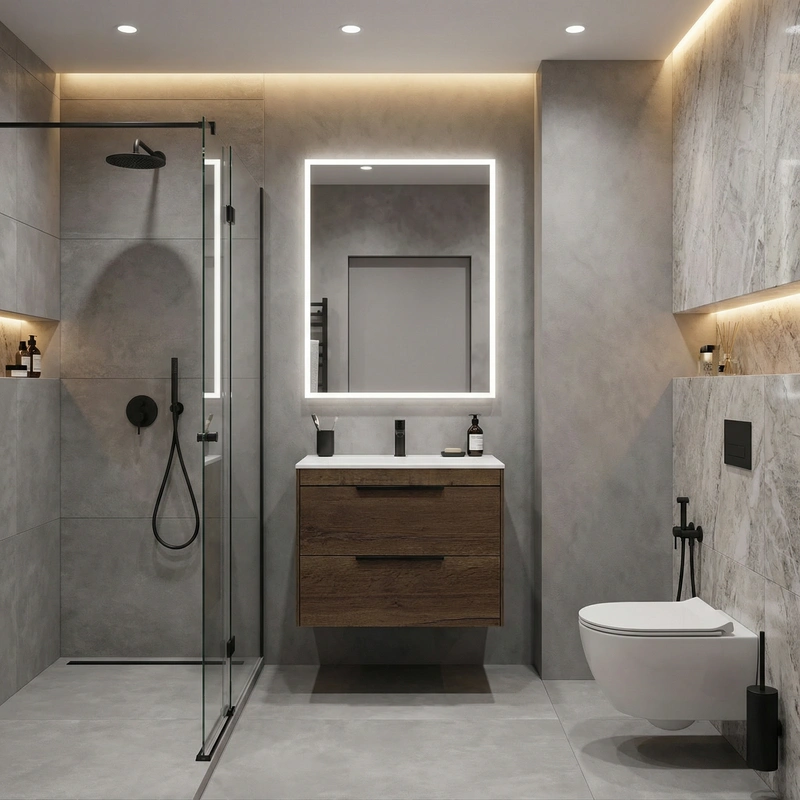 Дизайн интерьера в стиле Контемпорари — Ванная от нейросети RoomGPT