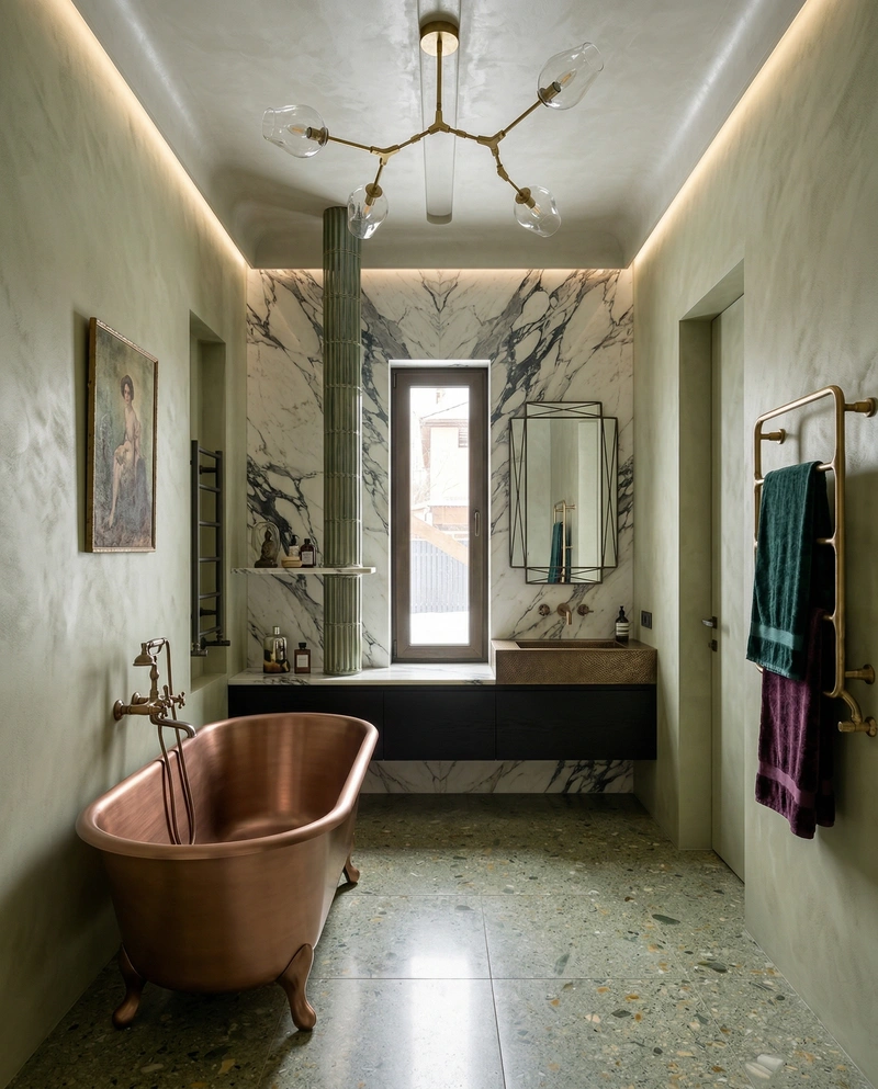 Дизайн ванной в стиле Эклектика — фото интерьера от нейросети RoomGPT
