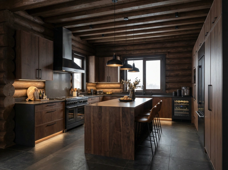 Дизайн интерьера в стиле Блэктэк — Кухня от нейросети RoomGPT