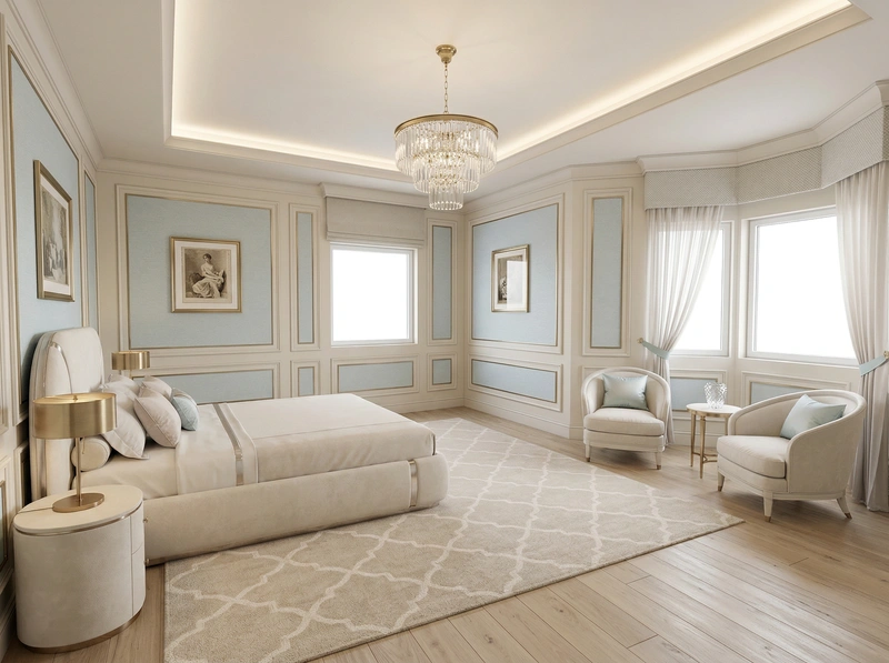 Дизайн интерьера в стиле Неоклассика — Спальня от нейросети RoomGPT