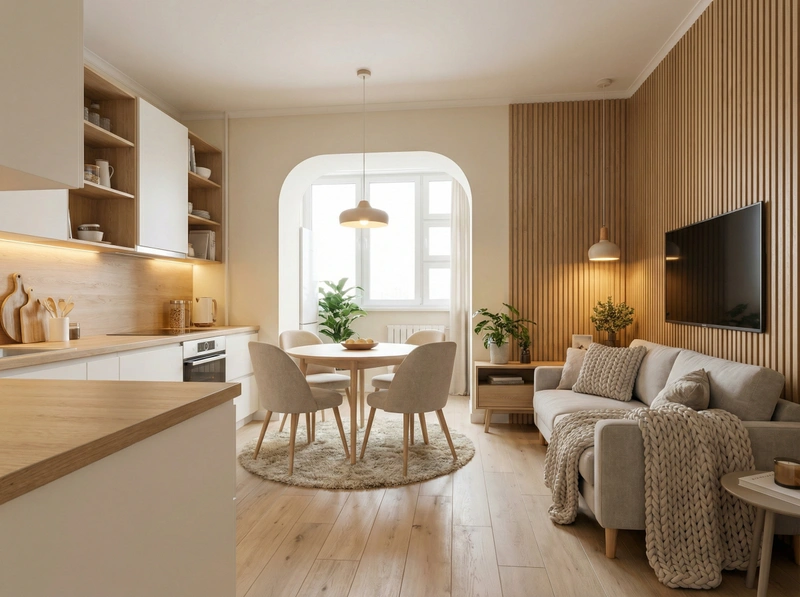 Дизайн интерьера в стиле Хюгге — Кухня от нейросети RoomGPT