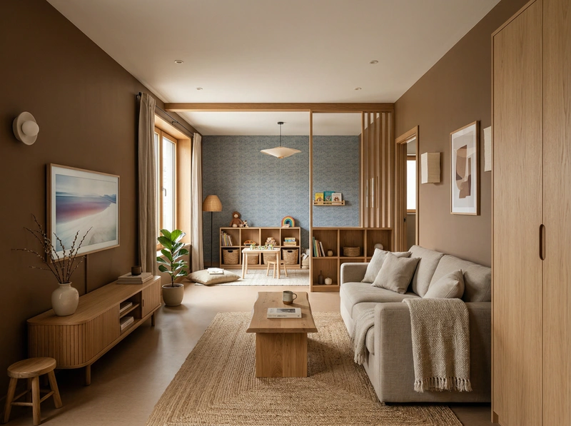 Дизайн гостиной в стиле Japandi — фото интерьера от нейросети RoomGPT