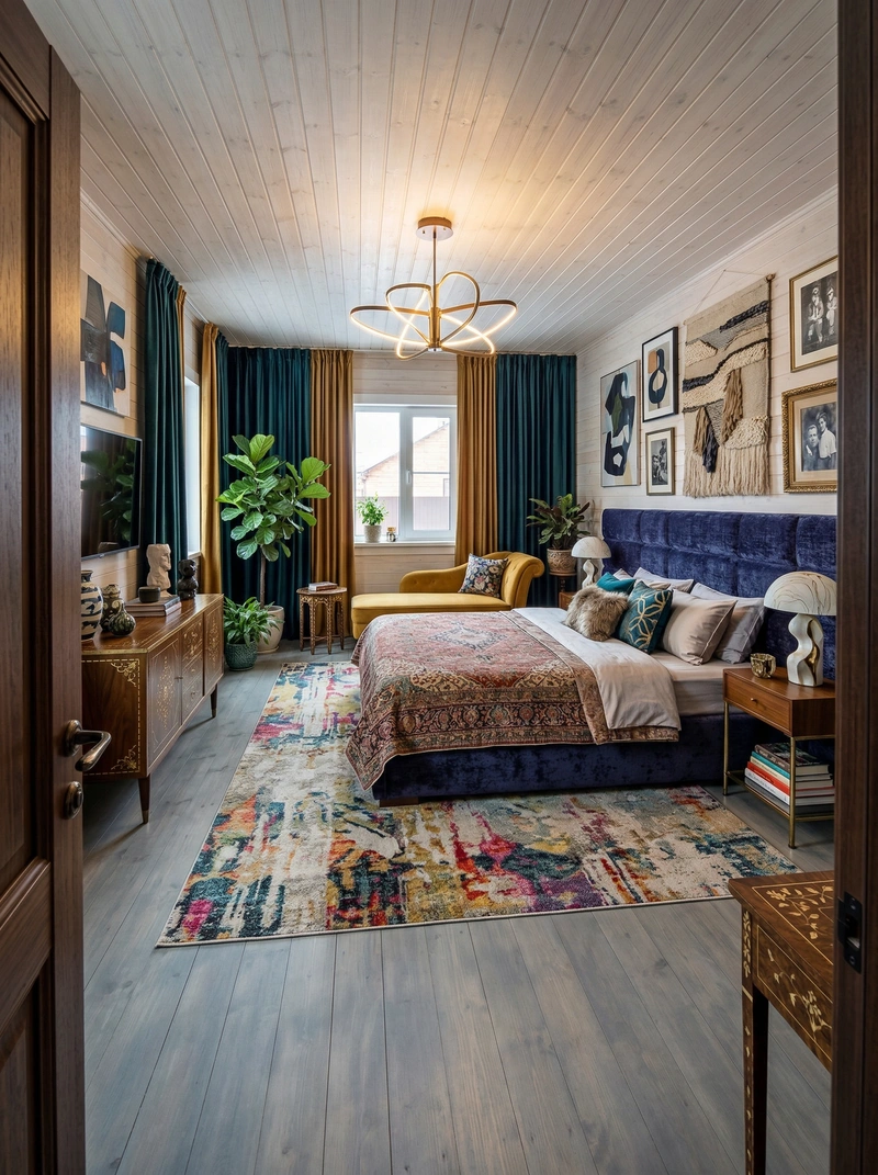 Дизайн интерьера в стиле Эклектика — Спальня от нейросети RoomGPT