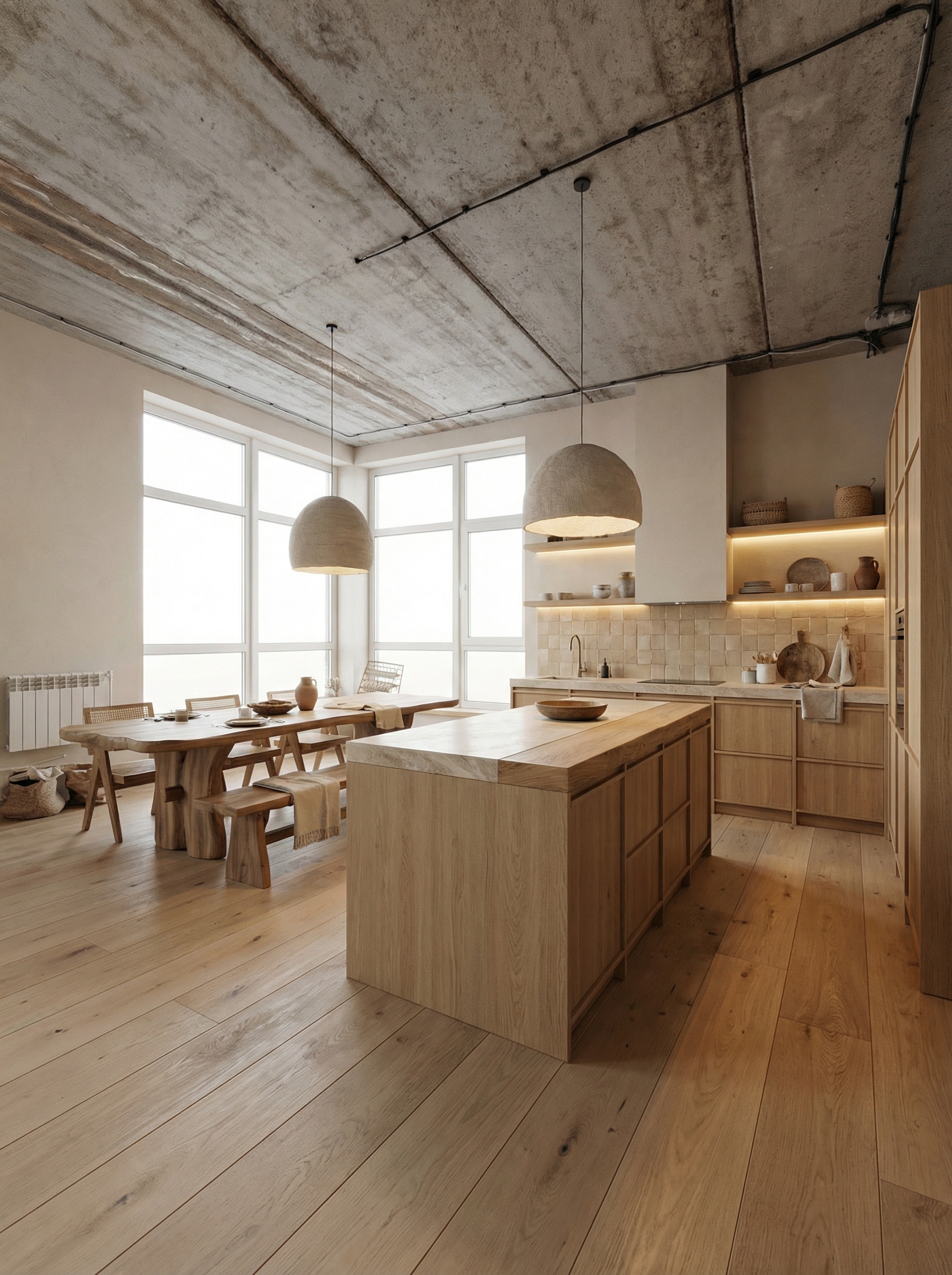 Дизайн кухни в стиле Japandi — фото интерьера от нейросети RoomGPT