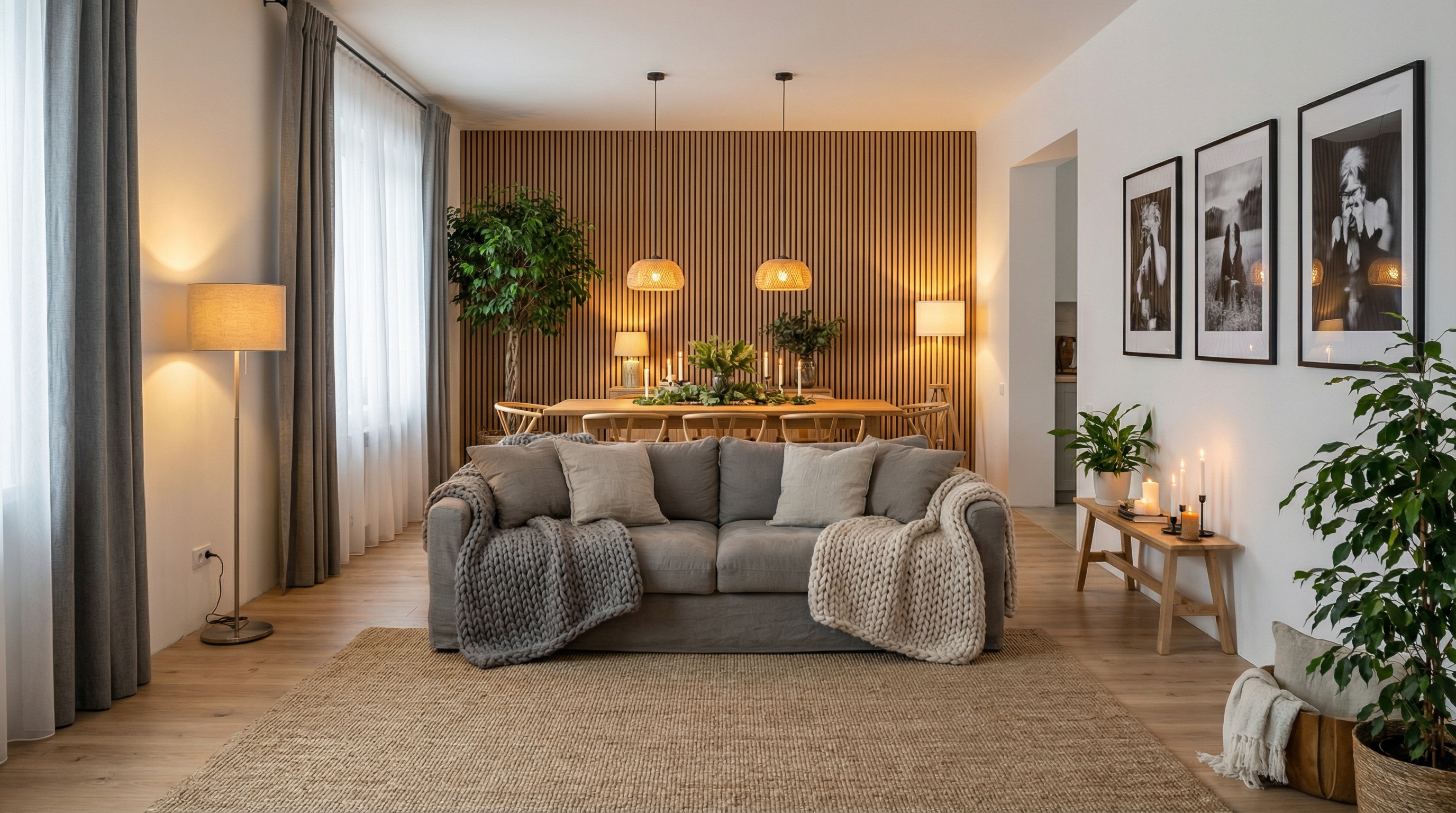 Дизайн гостиной в стиле Хюгге — фото интерьера от нейросети RoomGPT