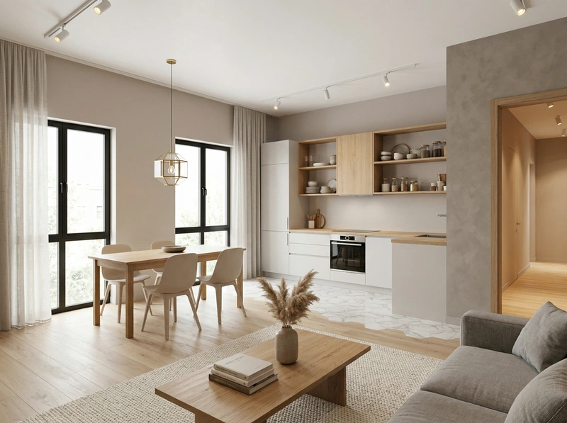 Дизайн гостиной в стиле Сканди — фото интерьера от нейросети RoomGPT