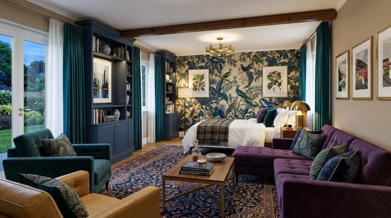 Дизайн гостиной в стиле Британский — фото интерьера от нейросети RoomGPT