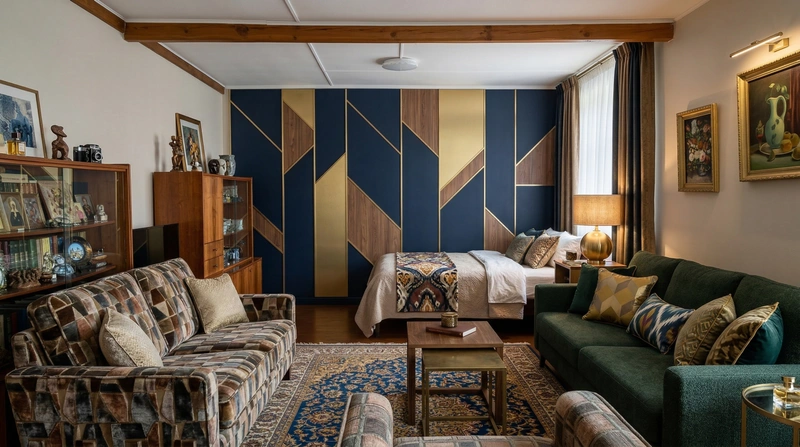 Дизайн гостиной в стиле Эклектика — фото интерьера от нейросети RoomGPT