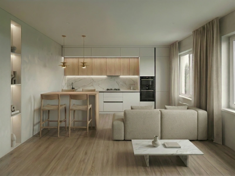 Дизайн кухни в стиле Минимализм — фото интерьера от нейросети RoomGPT