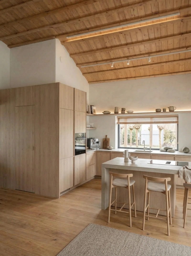 Дизайн кухни в стиле Japandi — фото интерьера от нейросети RoomGPT