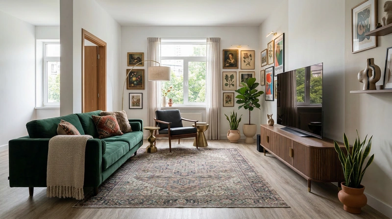 Дизайн гостиной в стиле Эклектика — фото интерьера от нейросети RoomGPT