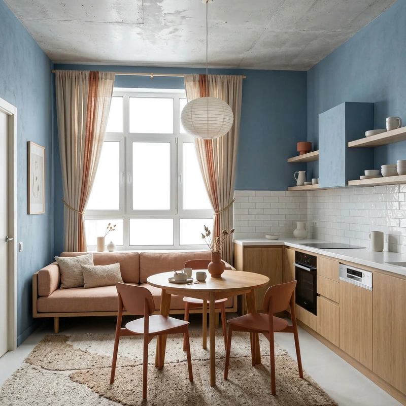 Дизайн кухни в стиле Japandi — фото интерьера от нейросети RoomGPT