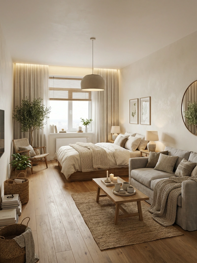 Дизайн интерьера в стиле Хюгге — Гостиная от нейросети RoomGPT