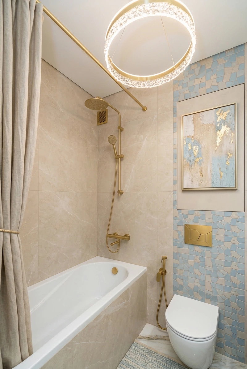 Дизайн ванной в стиле Сканди — фото интерьера от нейросети RoomGPT