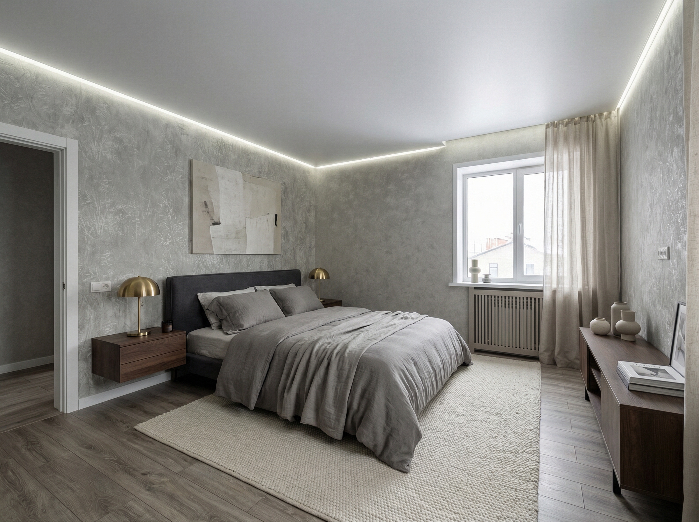 Дизайн спальни в стиле Минимализм — фото интерьера от нейросети RoomGPT