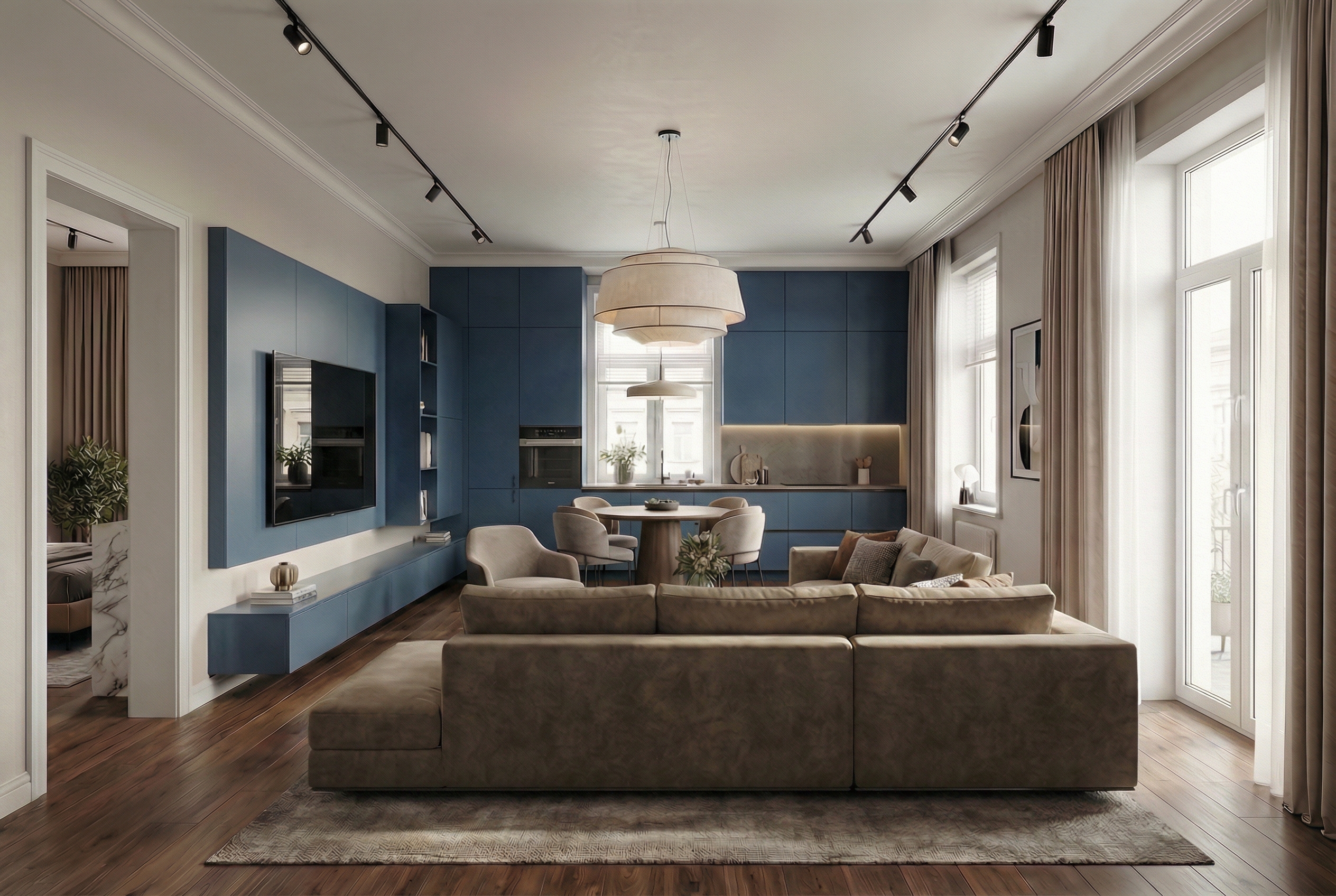 Дизайн гостиной в стиле Контемпорари — фото интерьера от нейросети RoomGPT