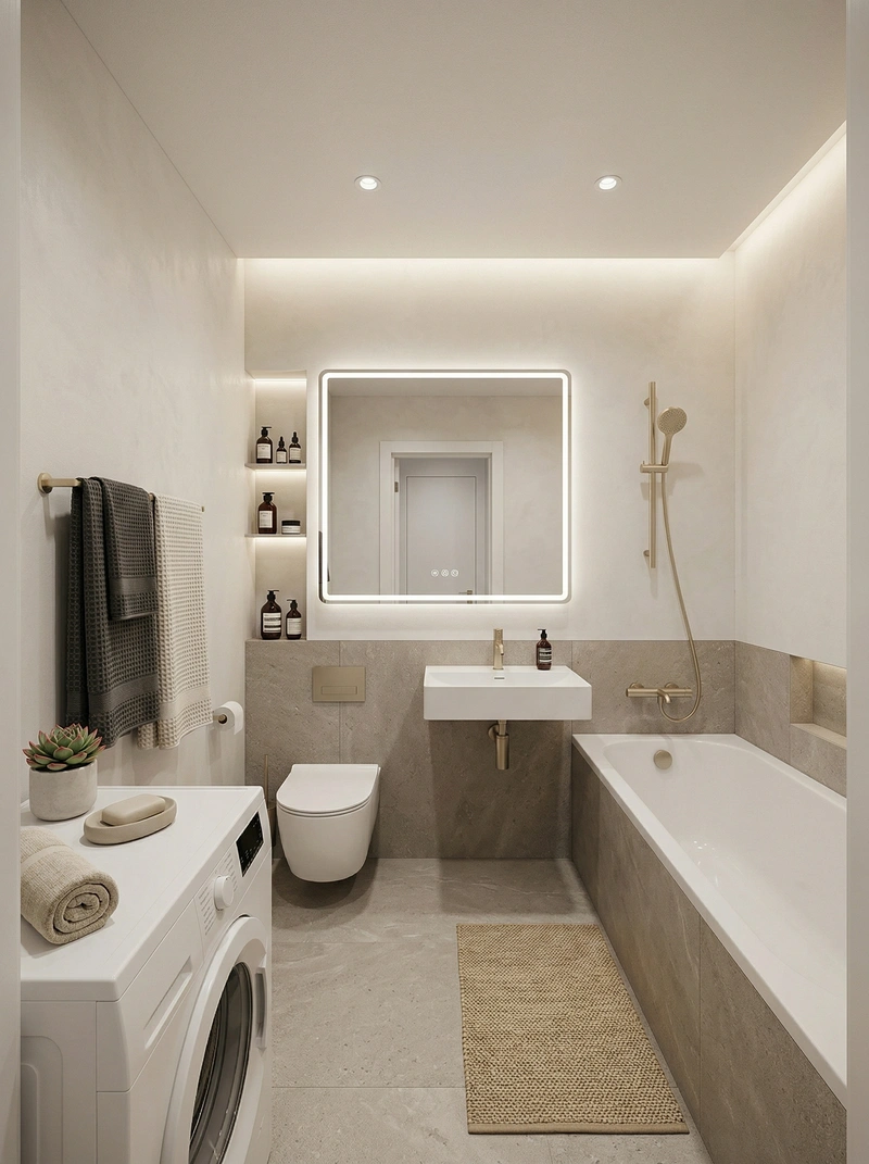 Дизайн ванной в стиле Минимализм — фото интерьера от нейросети RoomGPT